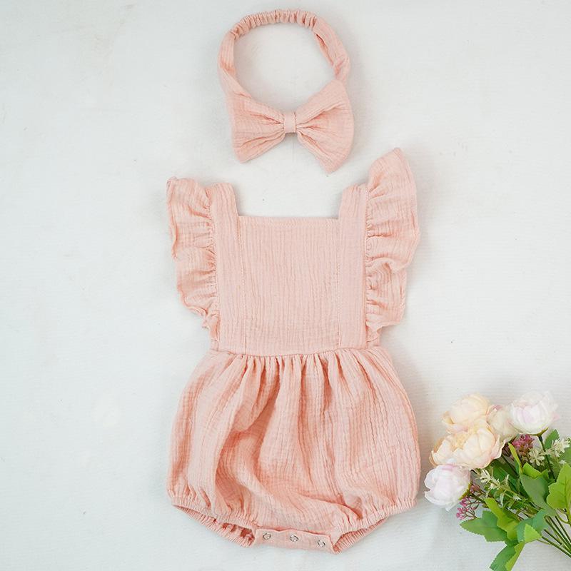 Elegant Cotton Baby Bodysuit for Girls - Summer One-Piece