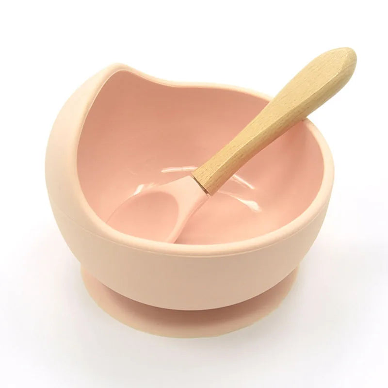 Baby Silicone Tableware Strong Sucker Water Bowl Spoon Set Children Suction Bowl Baby Food Bowl Baby Feeding Tableware - Korvel