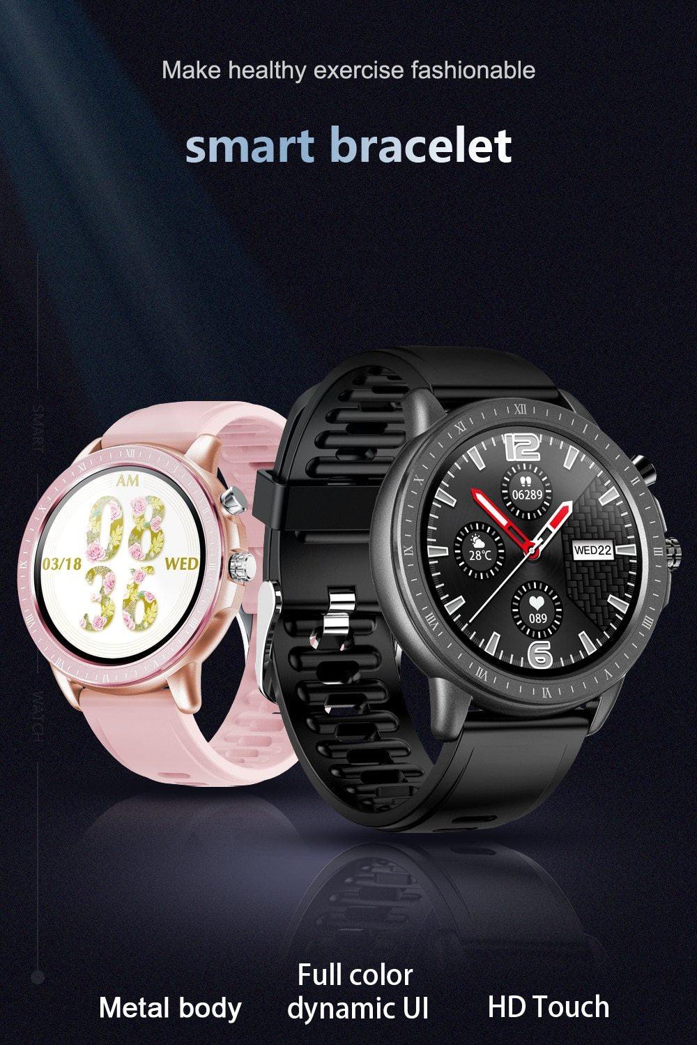 Montre intelligente unisexe élégante avec moniteur de fréquence cardiaque et design étanche