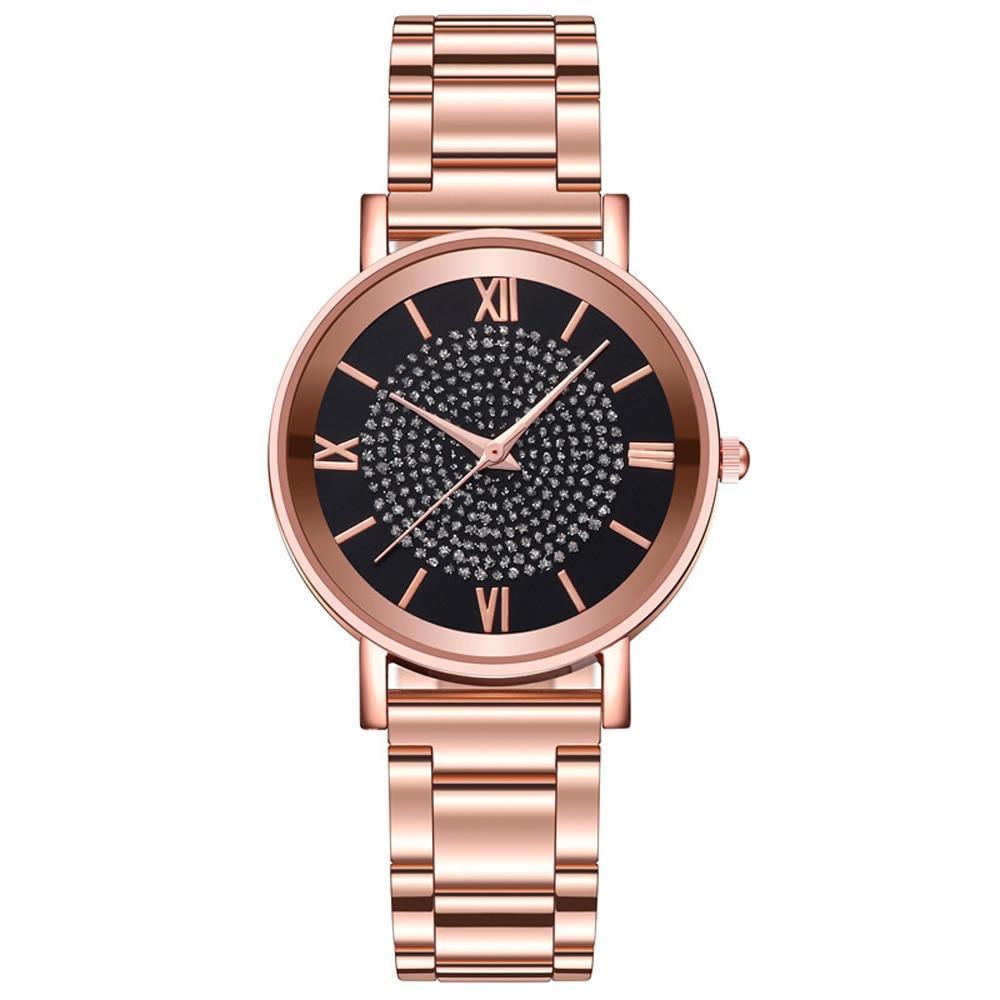 Montre de Luxe Femme en Or Rose STEVVEX avec Accents en Diamant