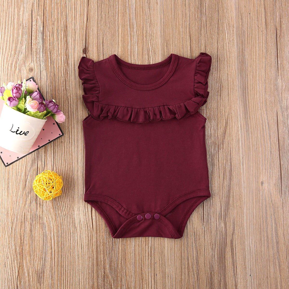Ruffled Sleeveless Bodysuit for Newborn Baby Girls
