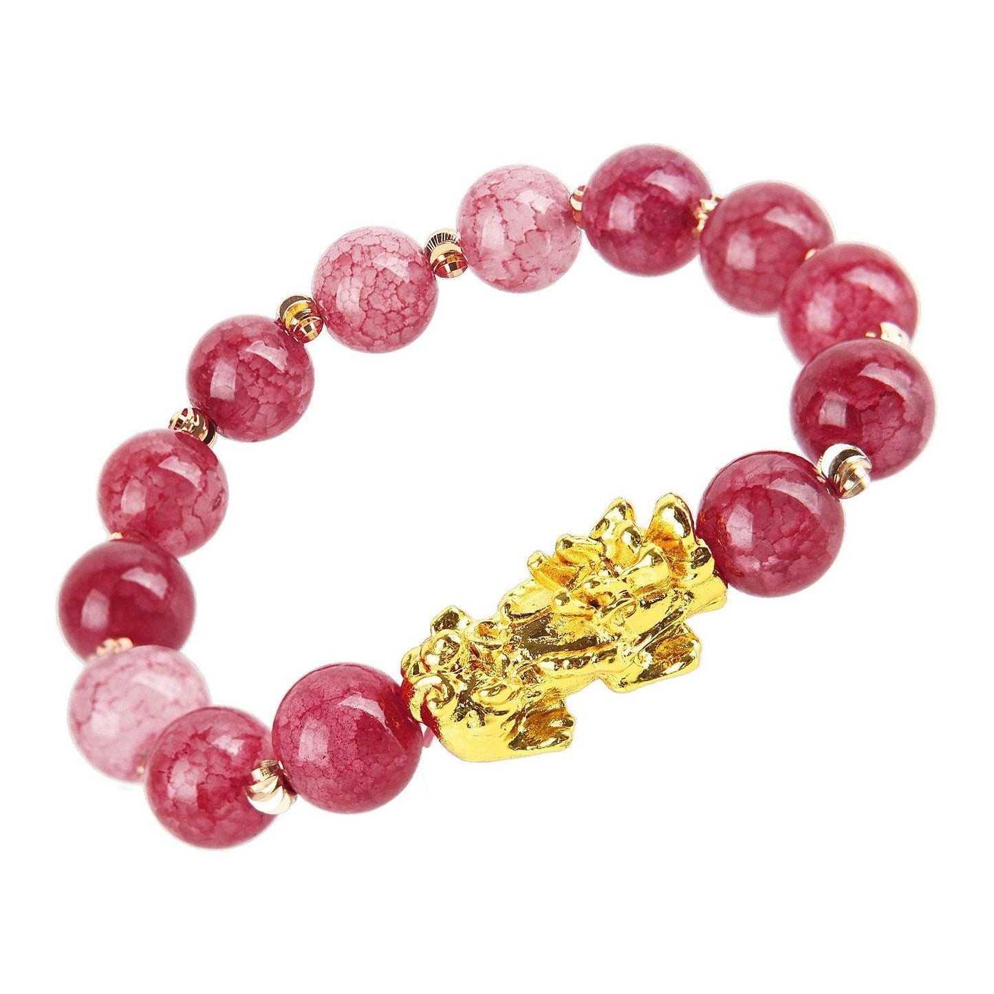 Obsidian Stone Beads Bracelet - Unisex Gold Black Pixiu Design