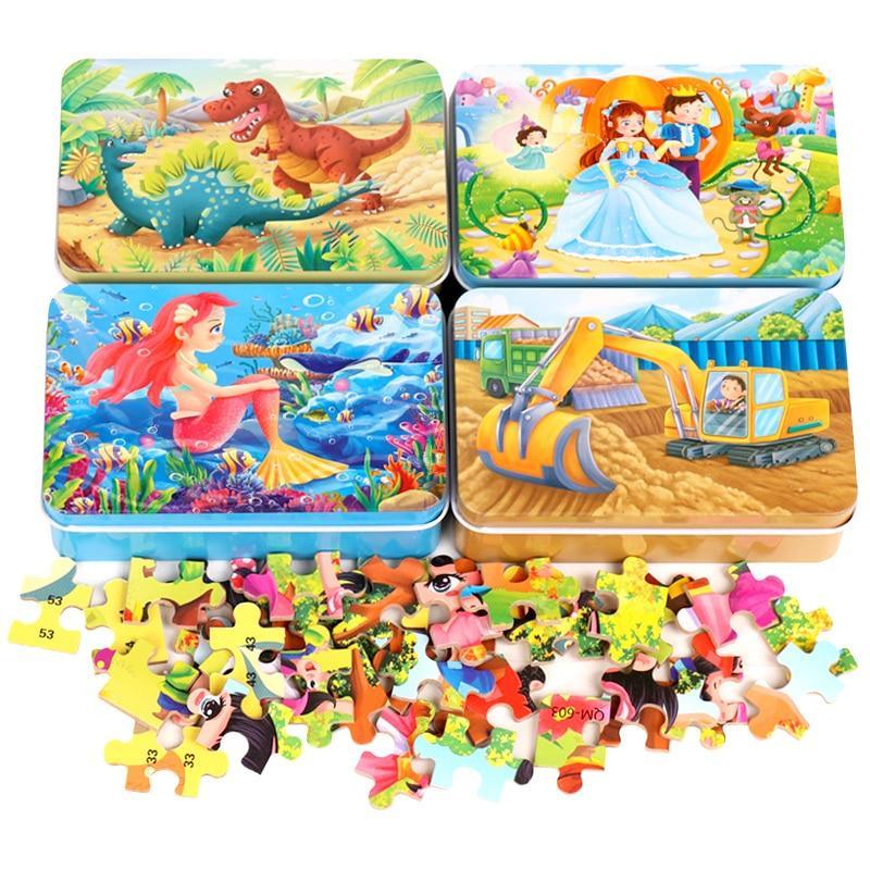 Puzzle en bois cartoon d'animaux de 60 pièces pour enfants