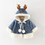 Manteau à capuche en cartoon d'élan mignon et luxueux pour filles bébés