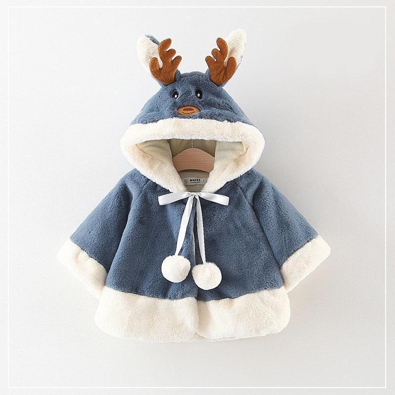 Manteau à capuche en cartoon d'élan mignon et luxueux pour filles bébés