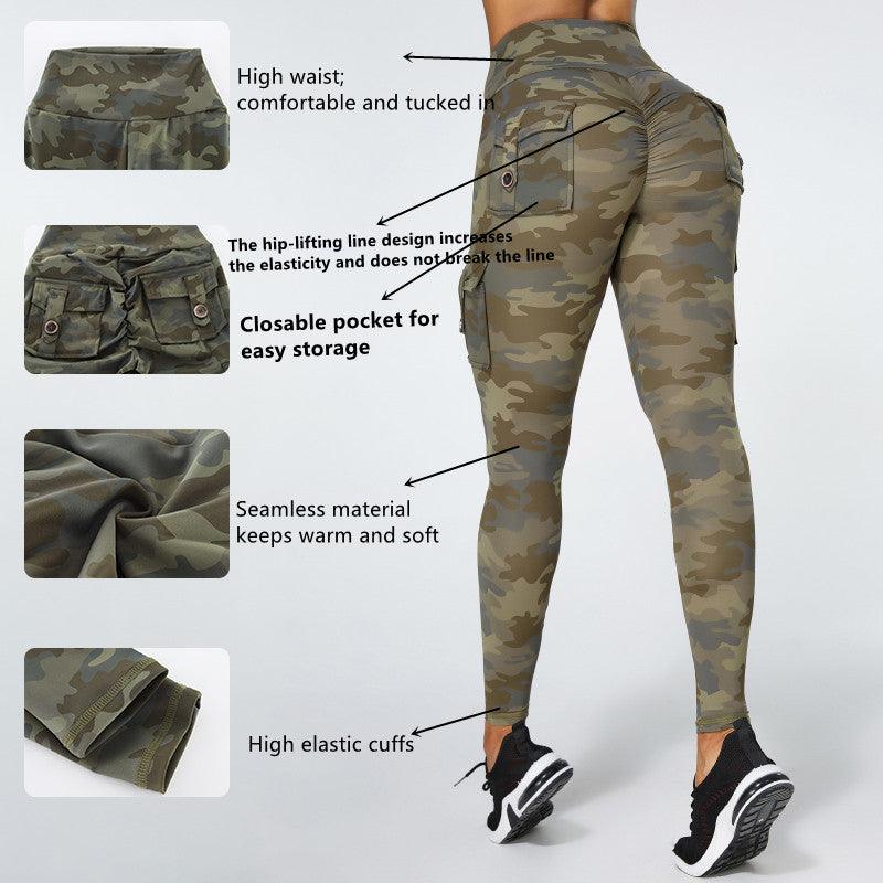 Pantalones de Yoga de Camuflaje con Bolsillos para Mujeres
