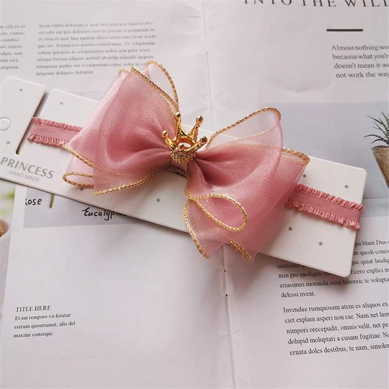 Luxury Pearl Handmade Bowknot Crown Headband for Baby Girls
