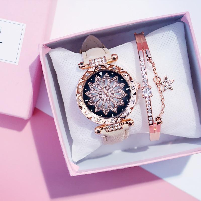 Elegant Starry Sky Women's Quartz Watch Set