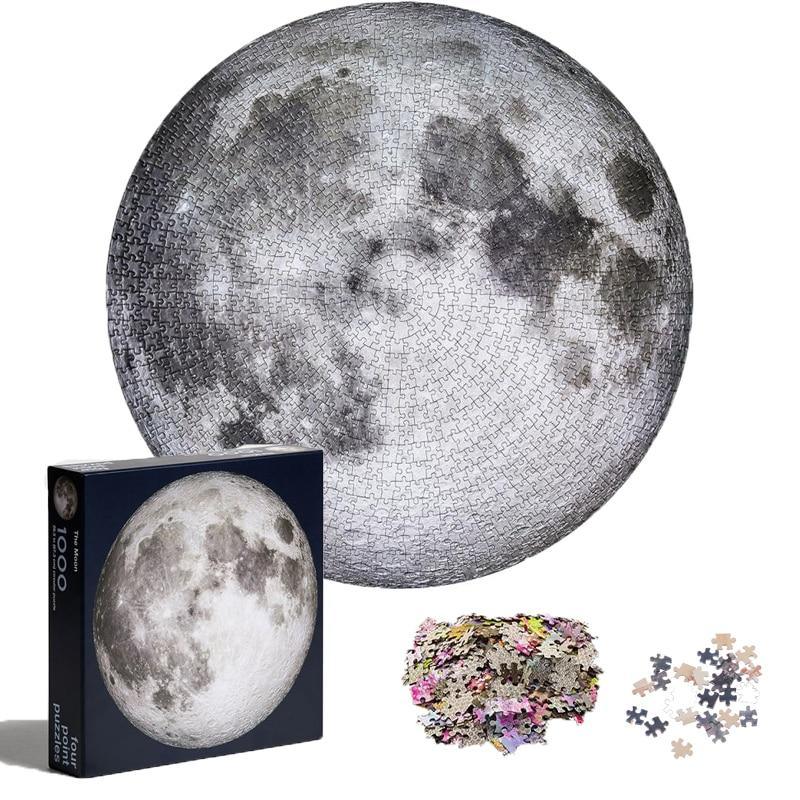 Rompecabezas redondo moderno de 1000 piezas - Luna y planetas