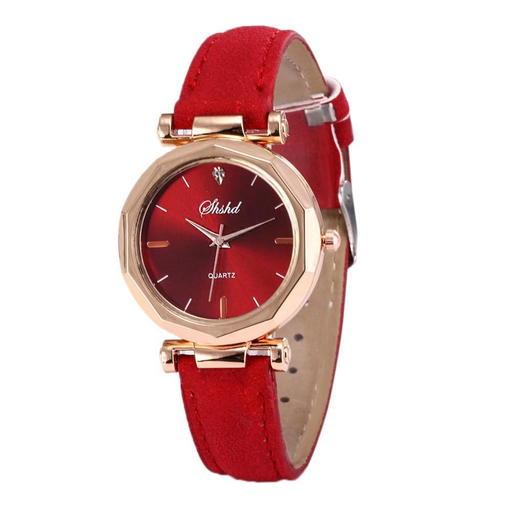 Montre en cuir avec strass pour femmes