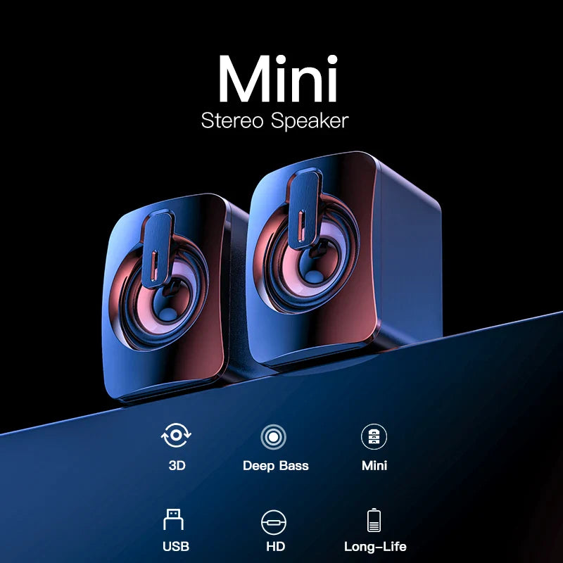 Mini Computer Speaker USB Wired Speakers 3D Stereo Sound Surround Loudspeaker For PC Laptop Notebook Not bluetooth Loudspeakers - Korvel