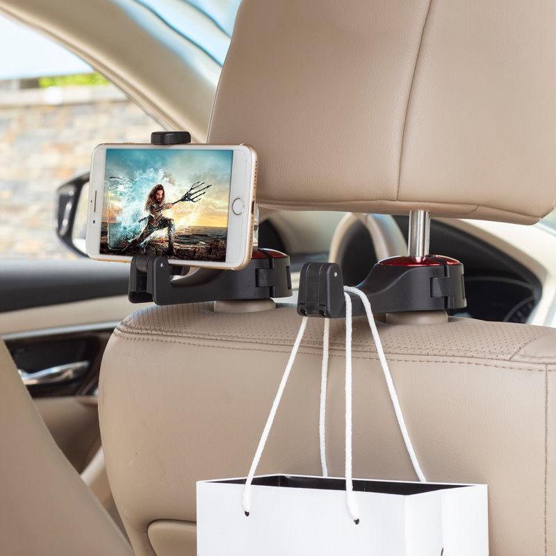 Crochets de Têtière de Voiture Réglables et Support de Téléphone
