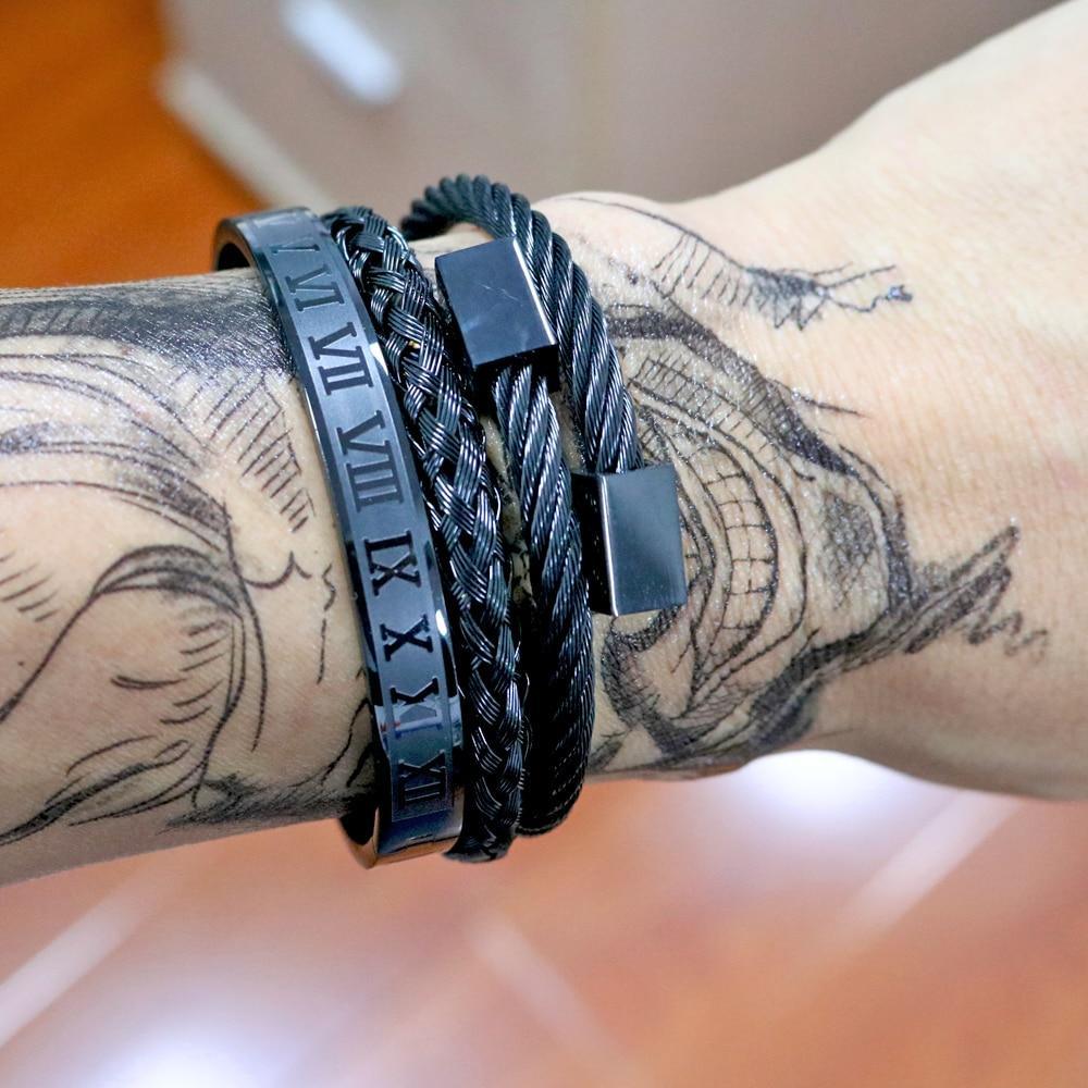 Luxury Modern Roman Style Stainless Steel Bracelet for Men