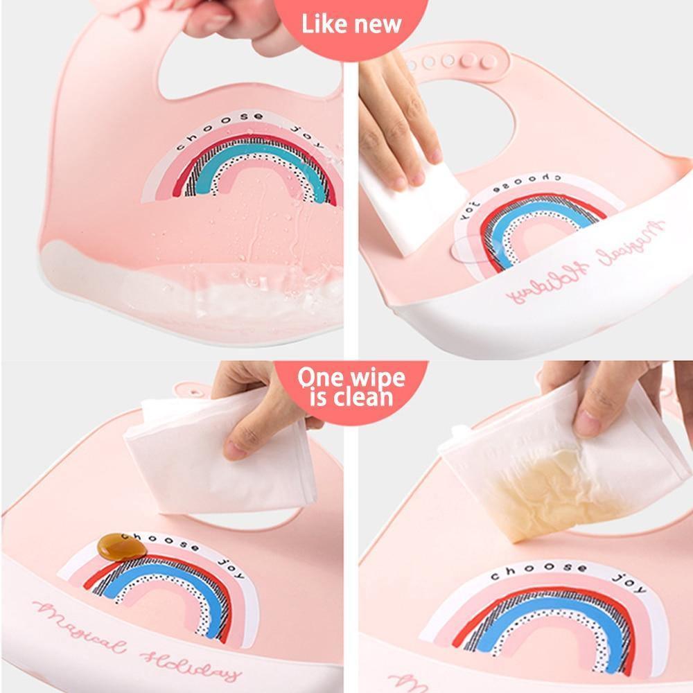 Bavoir en silicone imperméable ajustable pour bébés et enfants