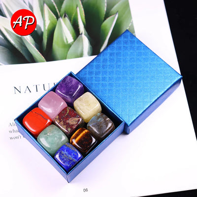 9 Pcs/Set Natural Quartz Fossiles Block Gravel Crystals Agates Education Specimen Aura Stone Aquarium Decoration Gift Box - Korvel