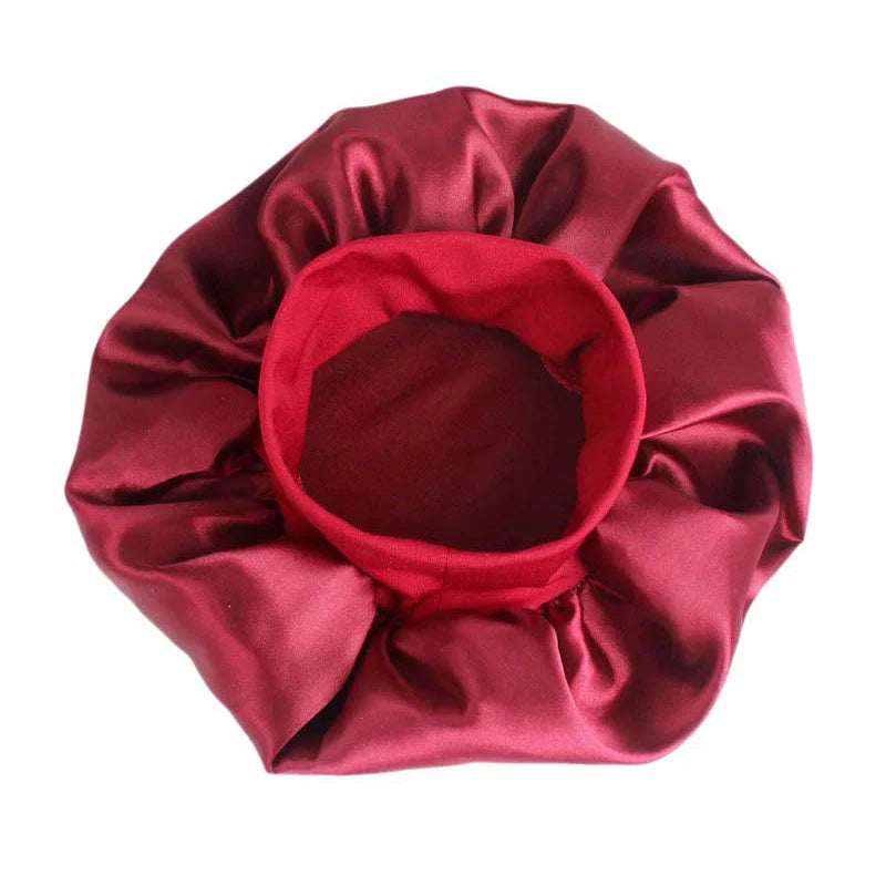 1pc Adjust Solid Satin Bonnet Hair Styling Cap Long Hair Care Women Night Sleep Hat Silk Head Wrap Shower Cap Hair Styling Tools - Korvel