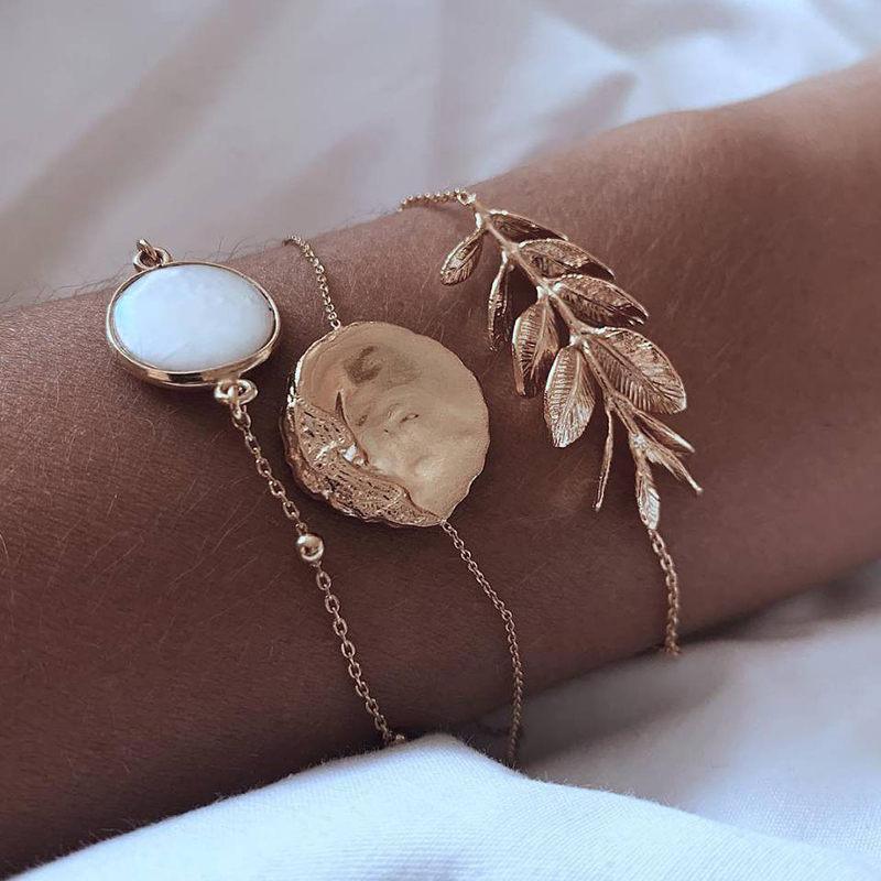 Elegant Gold Crystal Bracelet Set for Women - 5 Pieces