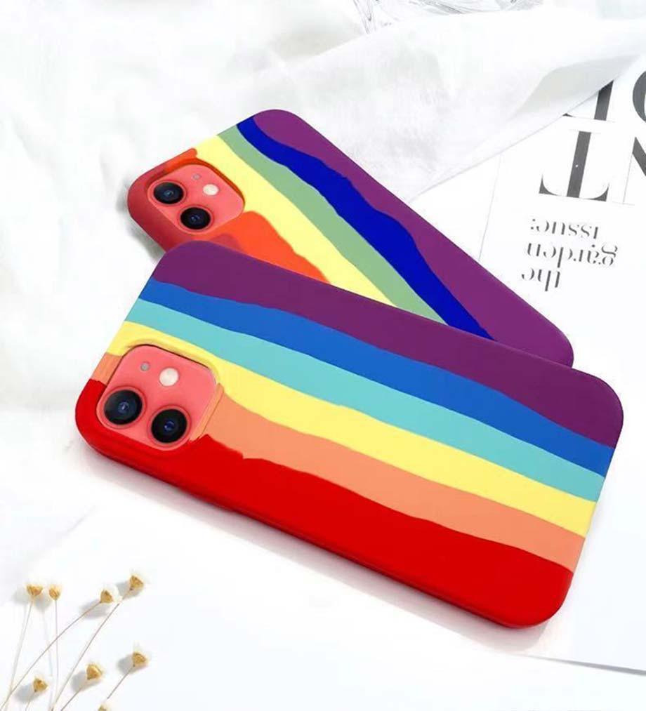 Funda de Silicona Arcoíris de Lujo para iPhone - Protección Premium