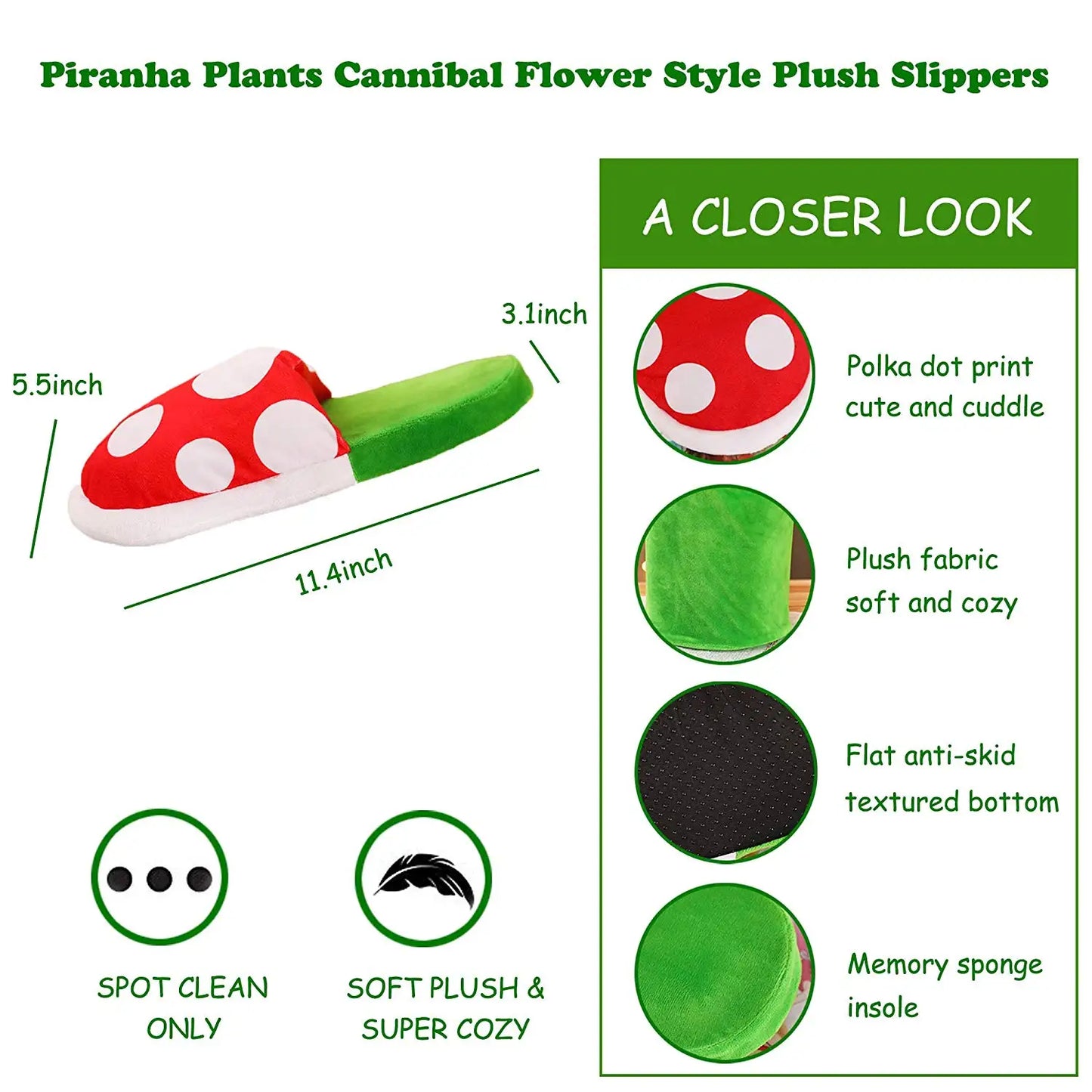 Pantuflas de felpa Piranha Plant de Super Mario Bros