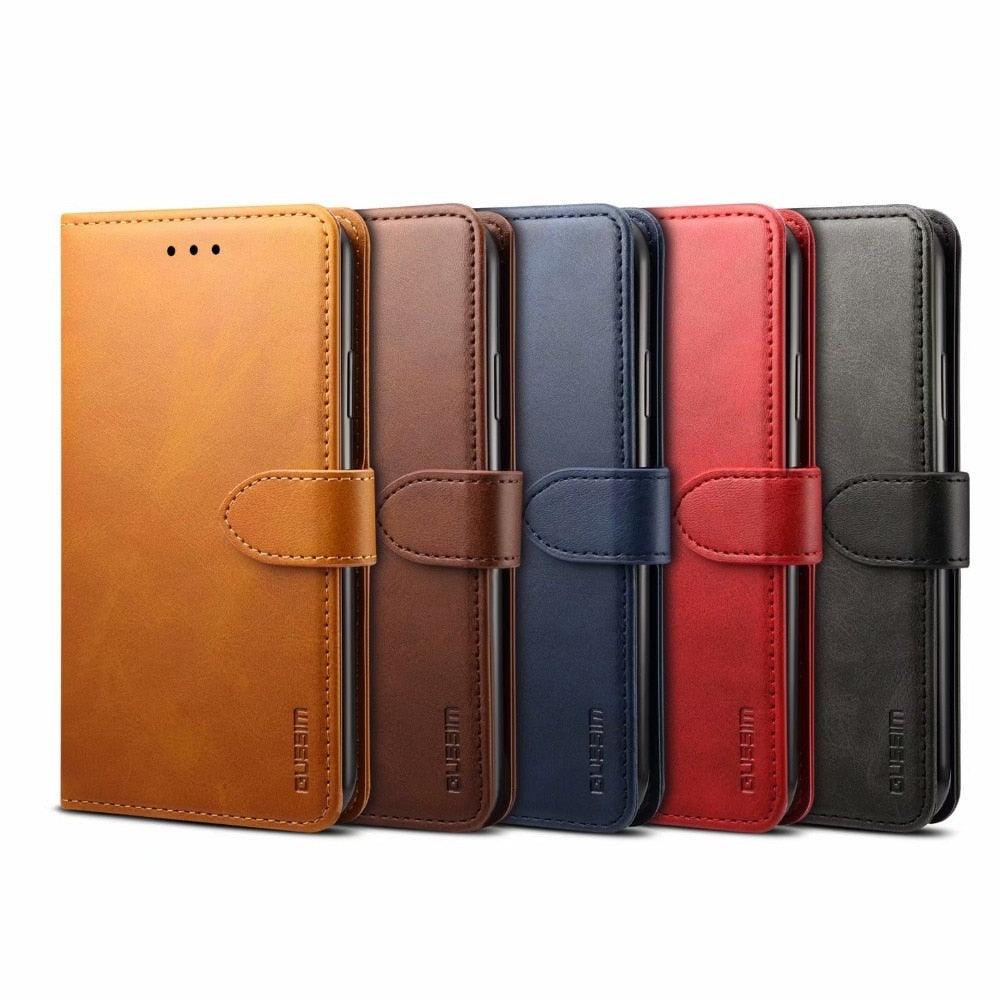 Luxury Red Leather Magnetic Flip Case for iPhone