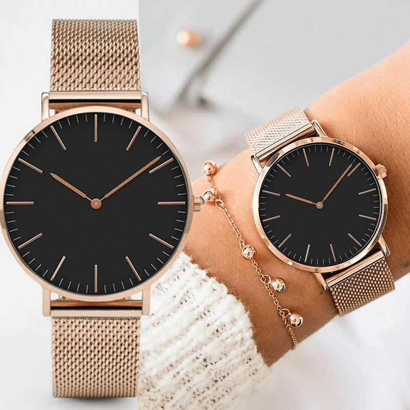 Montre en acier inoxydable ultra fine unisexe