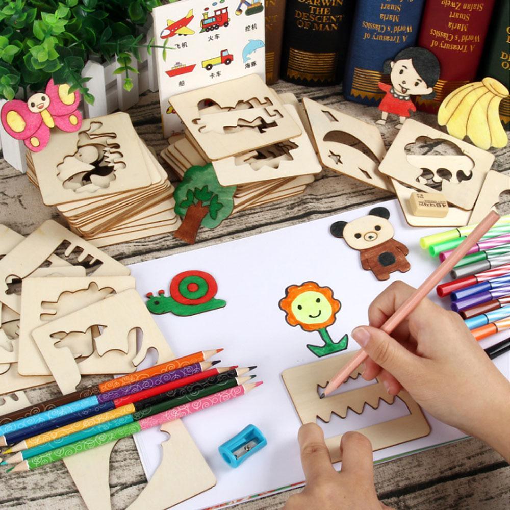 Tablette de Dessin en Bois Créative pour Enfants - Ensemble de 100 Pièces
