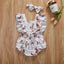 Combinaison à volants imprimée florale pour bébés filles avec bandeau