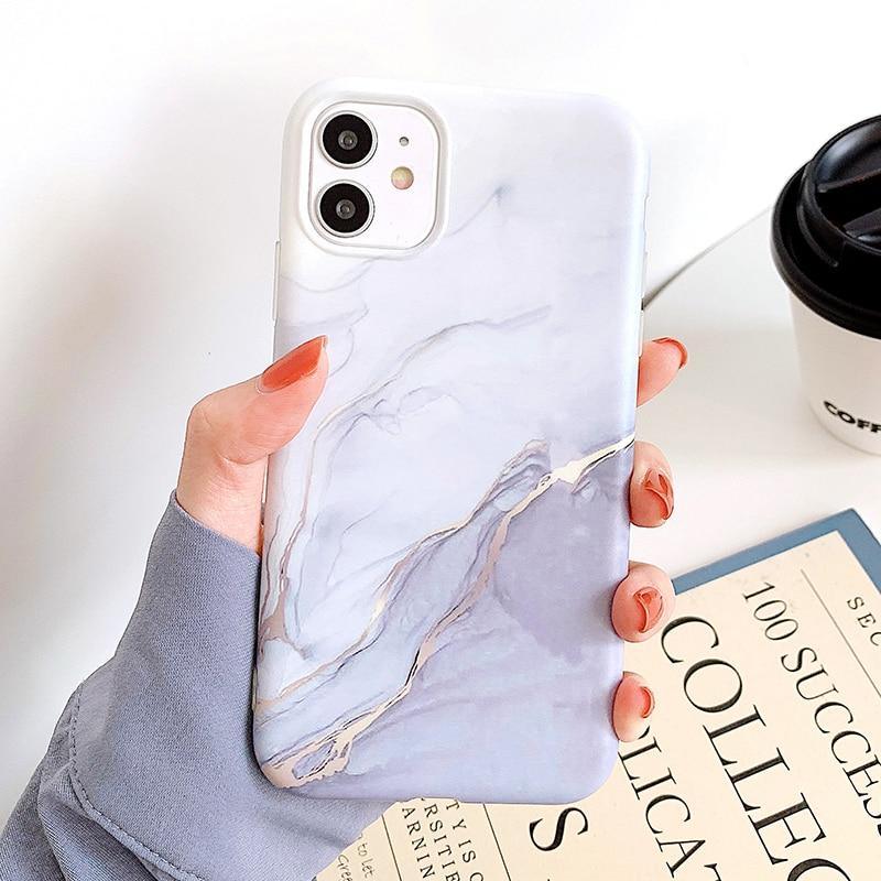Coque de téléphone en marbre crack mat de luxe pour modèles d'iPhone