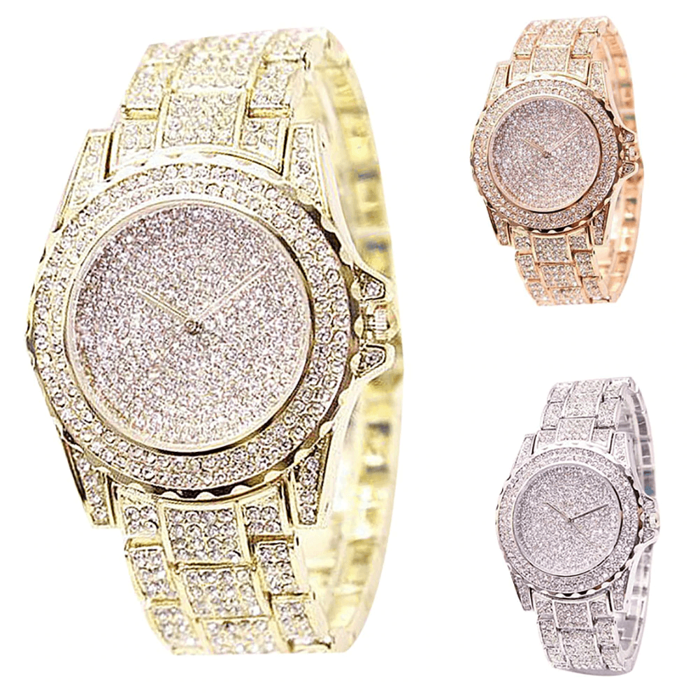 Montre Quartz Ronde de Luxe pour Femmes - Design Élégant en Or et Argent