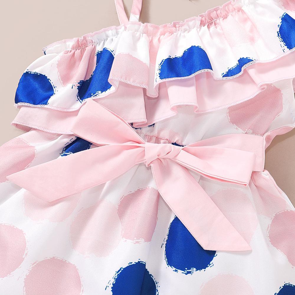 Robe sans manches à pois mignonne pour bébé fille avec ensemble de bandeau