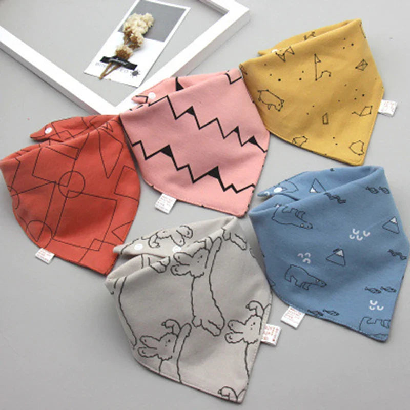 5Pcs/Set Baby Bibs Triangle Double Cotton Bandana Bibs Baby Boys Girls Babador Feeding Smock Infant Burp Cloth Baby Saliva Towel - Korvel