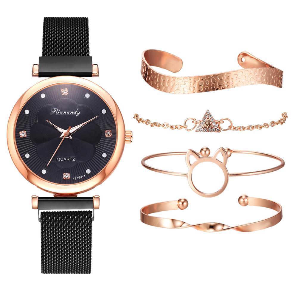 Ensemble de Montre à Quartz de Luxe pour Femmes avec Bracelet