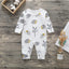 Floral Dinosaur Car Printed Baby Romper - Long Sleeve
