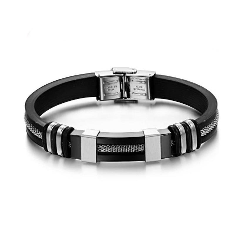Stylish Stainless Steel and Silicone Bracelet for Men