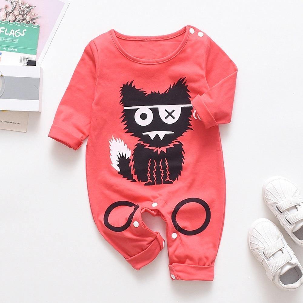 Floral Dinosaur Car Printed Baby Romper - Long Sleeve