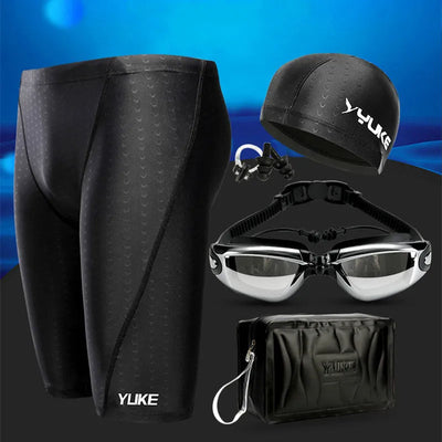 Men's Swim Shorts with Waterproof Goggles & Ear Plug Cap