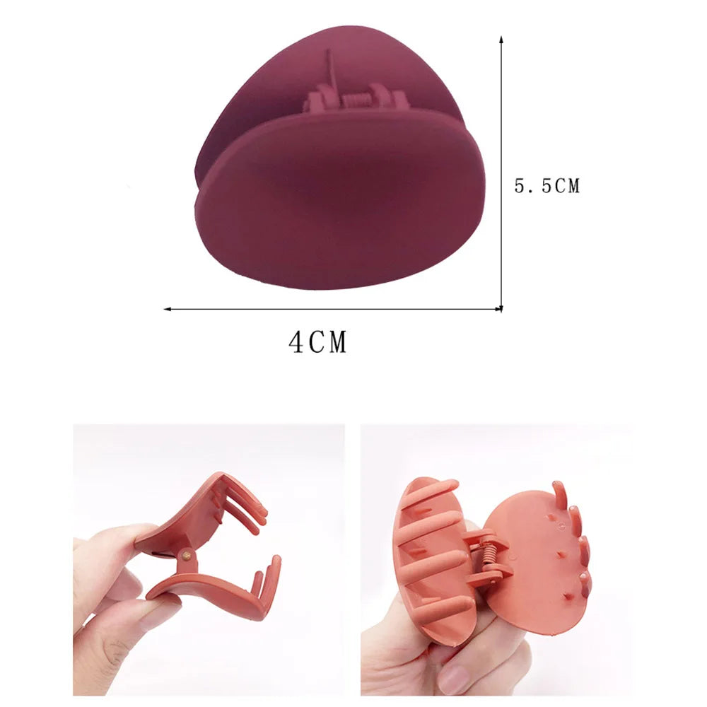 Korean Fashion Design Women Hair Claw Solid Color Hair Crab Retro Square Scrub Hair Clips - Korvel