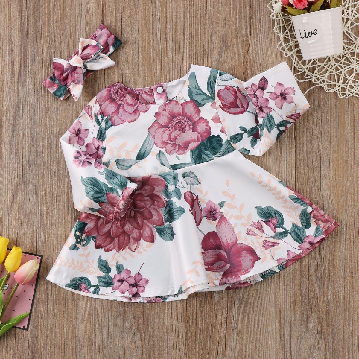 Floral Long Sleeve Dress Set for Newborn Girls