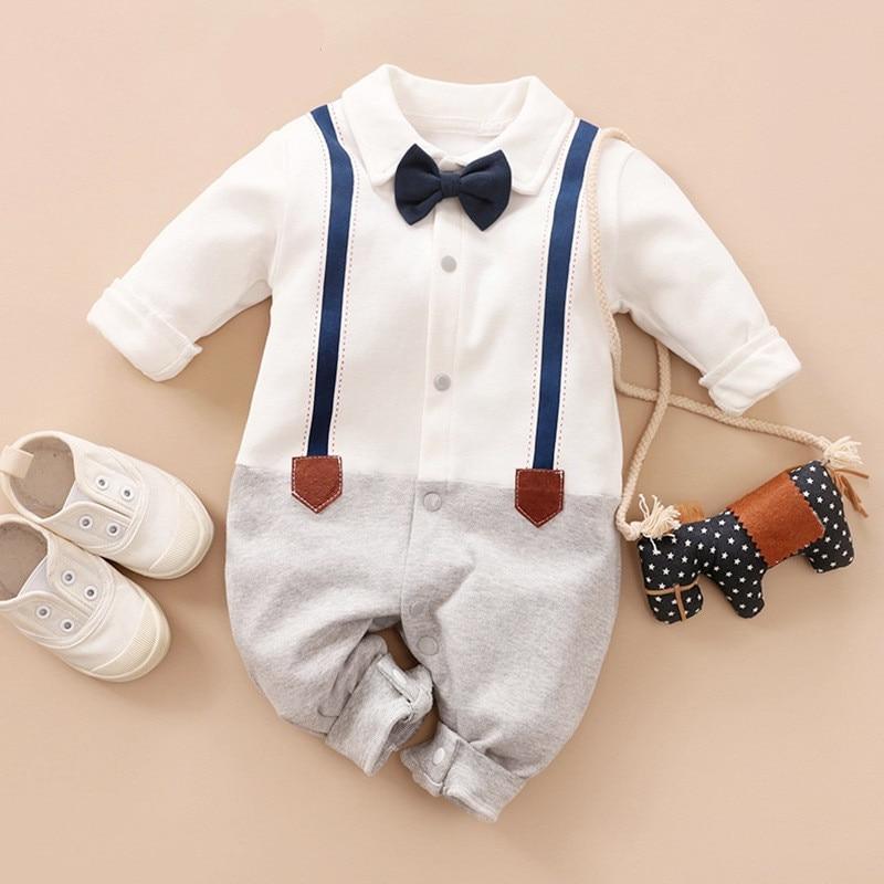 Luxury Modern Baby Boy Romper with Bow - Premium Infant Outfit