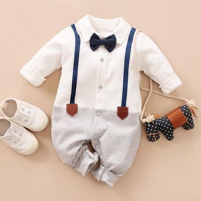 Luxury Modern Baby Boy Romper with Bow - Premium Infant Outfit