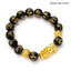 Obsidian Stone Beads Bracelet - Unisex Gold Black Pixiu Design