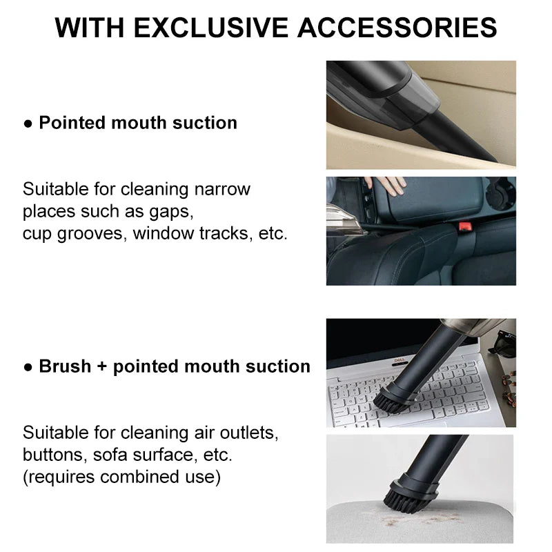 Handheld Wireless Vacuum Cleaner Rechargeable Cyclone Suction Car Vacuum Cleaner Cordless Wet/Dry Auto Portable for Car Home - Korvel