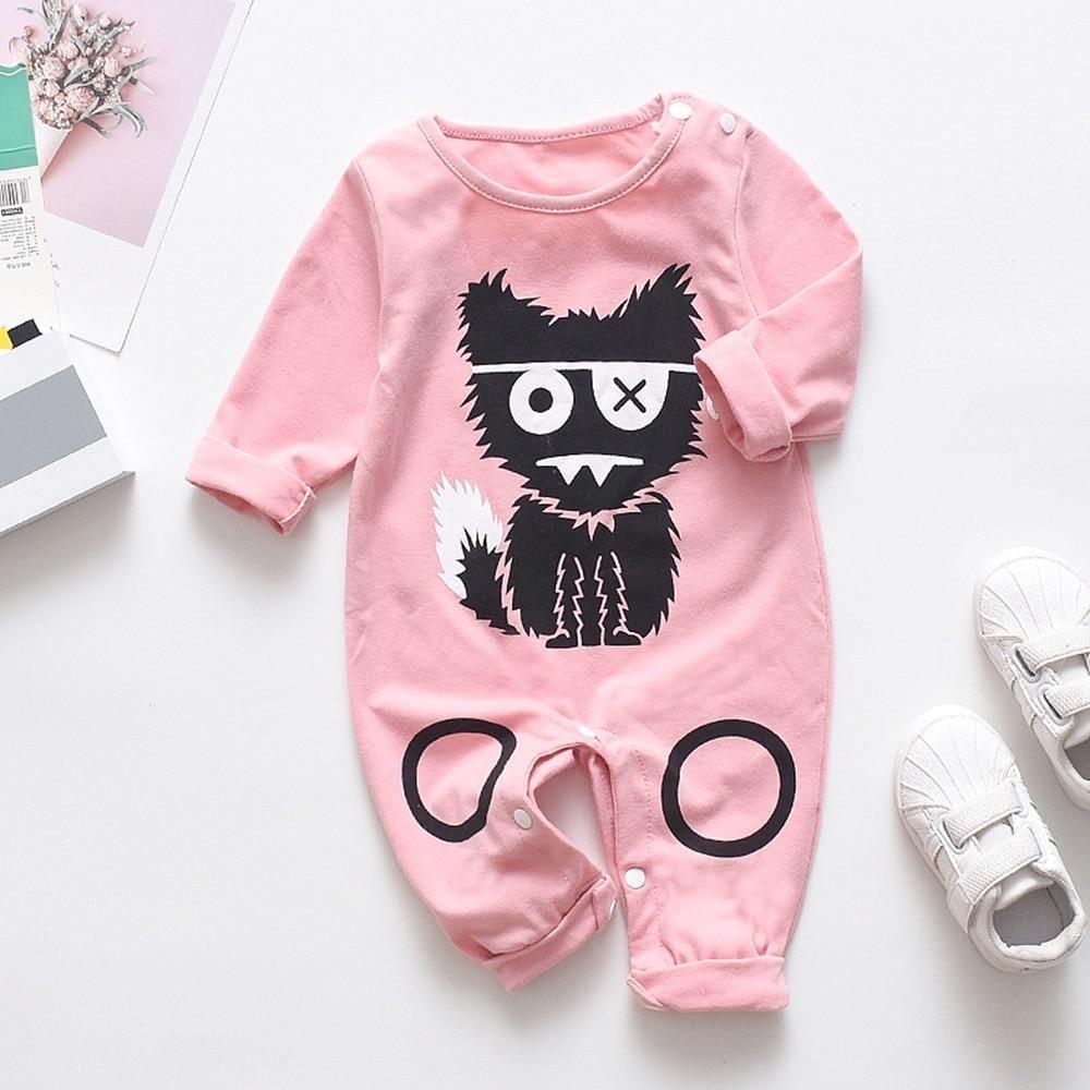 Floral Dinosaur Car Printed Baby Romper - Long Sleeve