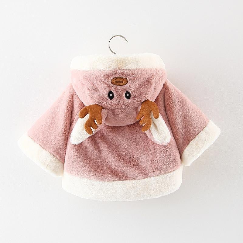 Manteau à capuche en cartoon d'élan mignon et luxueux pour filles bébés