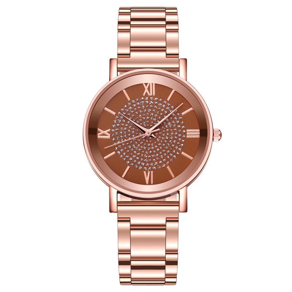 Montre de Luxe Femme en Or Rose STEVVEX avec Accents en Diamant