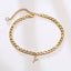 Pulsera de Tobillo Inicial A-Z de Cristal Mandotos para Mujeres - Eslabones Cubanos Dorados