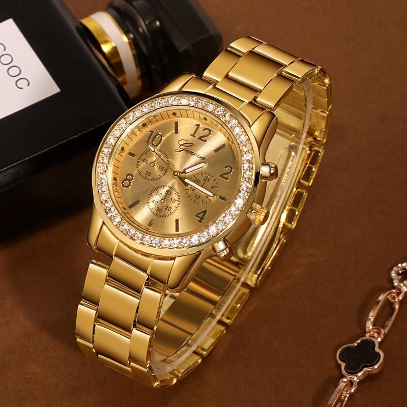 Montre classique de luxe en rhinestones pour femmes