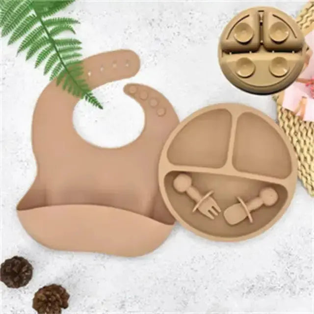 Ensemble de Assiette en Silicone pour Bébé Premium pour une Alimentation Sûre