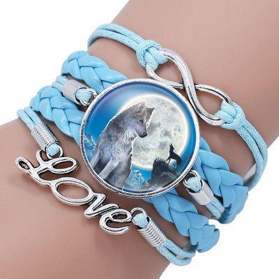 Classic Retro Wolf Head Leather Bracelet for Men & Women