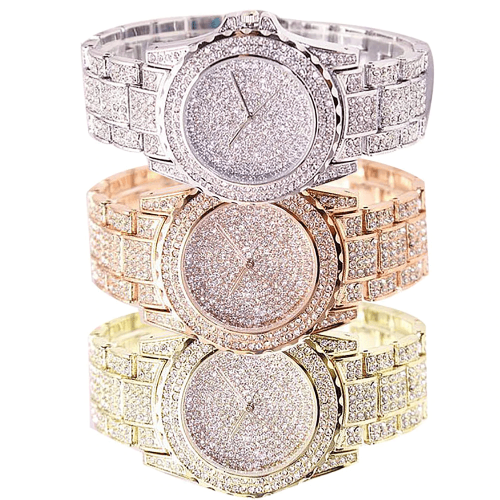 Montre Quartz Ronde de Luxe pour Femmes - Design Élégant en Or et Argent